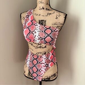 Pink Snake Print Swimsuit
